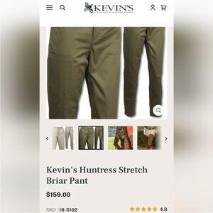 Kevin's Huntress Stretch Briar Pant Size 4